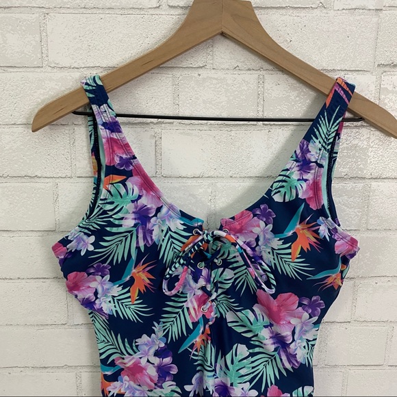 CALIFORNIA Sunshine One Piece Lace Up Swim Suit - Picture 2 of 10